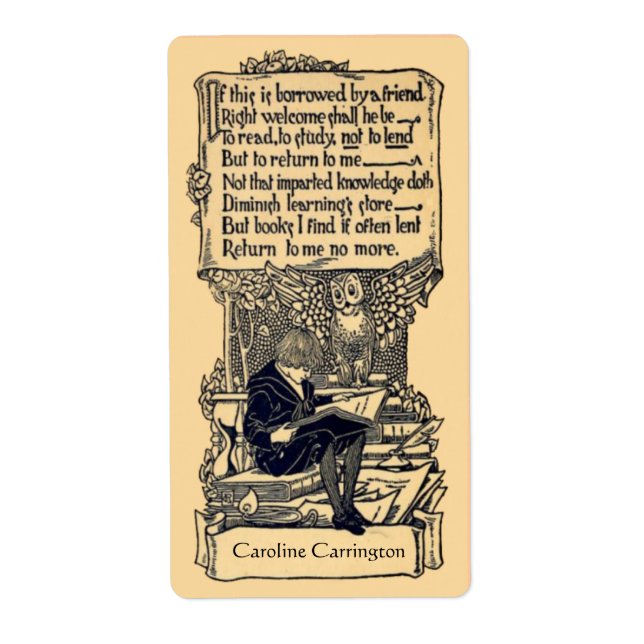 Personal Vintage Bookplate Labels (Front)