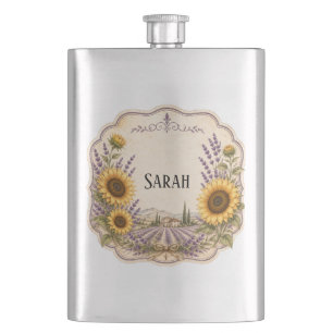 personal vintage provence lavender and sunflower flask