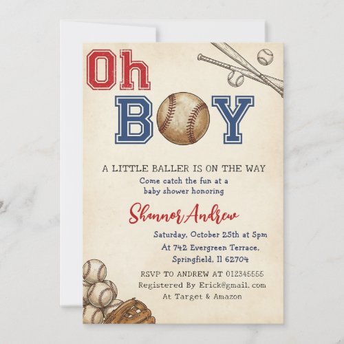 Personal Vintage Sport Baseball Baby Shower