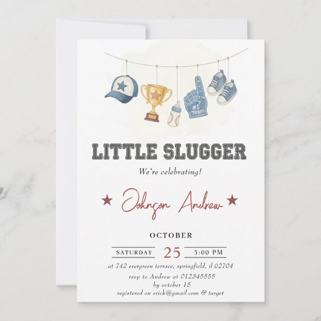 Personal Vintage Sports Baby Shower white theme Invitation (Front)