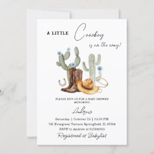 Personal vintage Western Boy Baby Shower Invitation