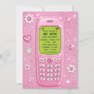 Personal Vintage Y2K Cell Phone Birthday Invitation