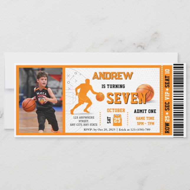 Personal VIP Basketball Game Birthday Ticket Invitation (Front)