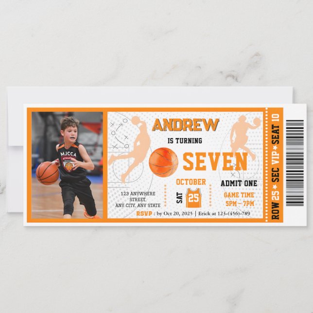 Personal VIP Basketball Game Birthday Ticket Invitation (Front)