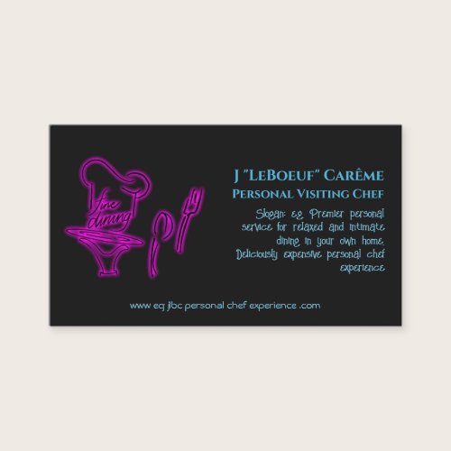 Personal Visiting Chef Experience Business Card
