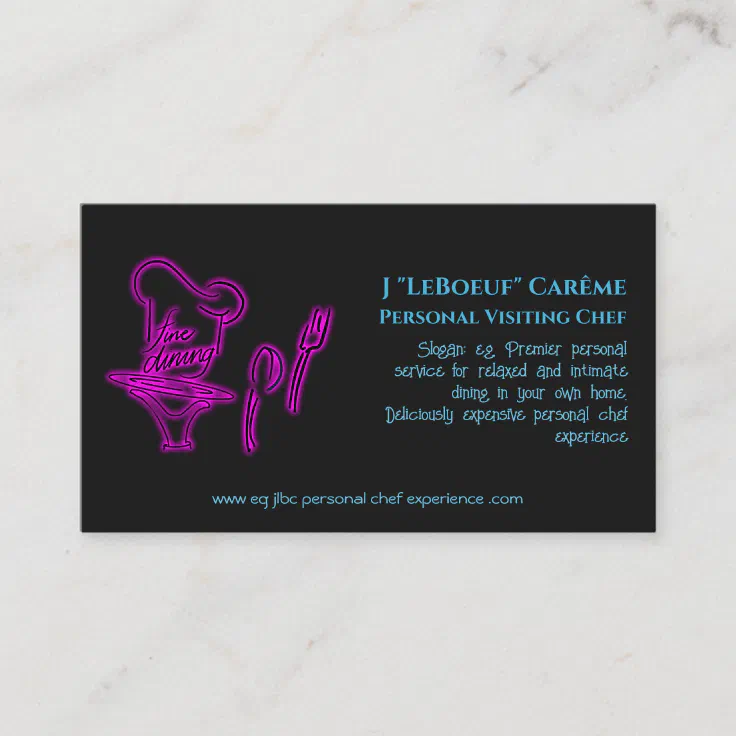 Personal Visiting Chef Experience  Business Card (Front)