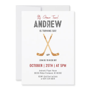 Personal Watercolor Hockey Birthday Party Invitation