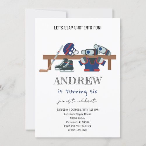 Personal Watercolor Hockey Birthday Party Invitation