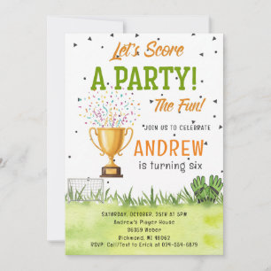 Personal Watercolor Soccer Birthday Party Invitation