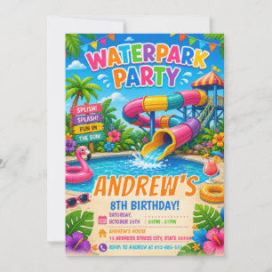 Personal Waterslide Pool Birthday Invitation