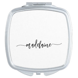 Personal White Modern Elegant Compact Mirror