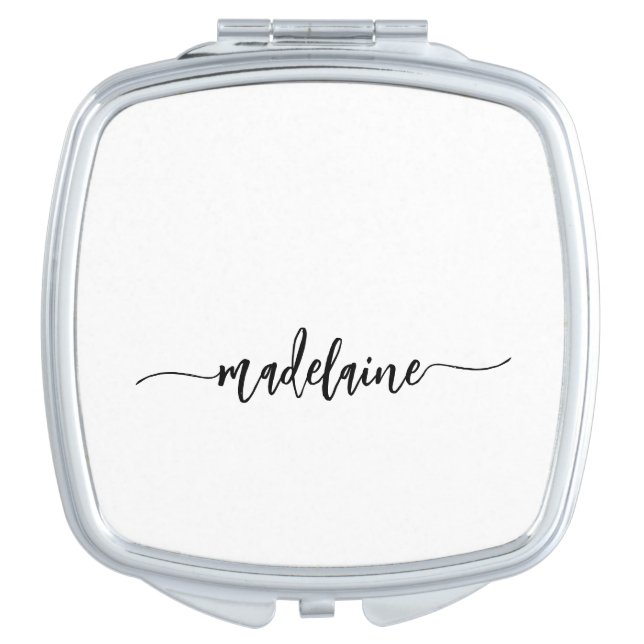 Personal White Modern Elegant  Compact Mirror (Front)