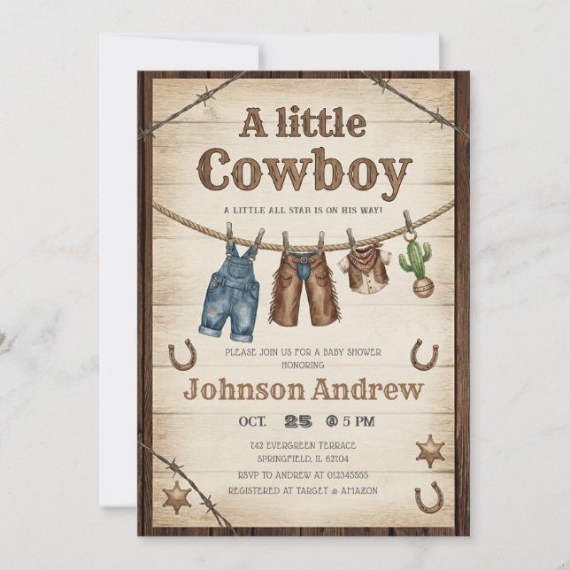 Personal Wild West Baby Shower  Invitation (Front)