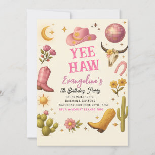 Personal Wild West Pink Cowgirl Birthday Dance Invitation