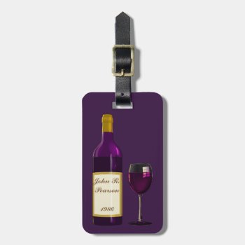 Personal  Wine Lable Monogram Travel Name Tag by myMegaStore at Zazzle