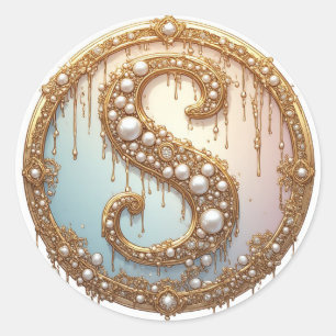Personali Letter S Jewelry Style Gift Idea Classic Round Sticker