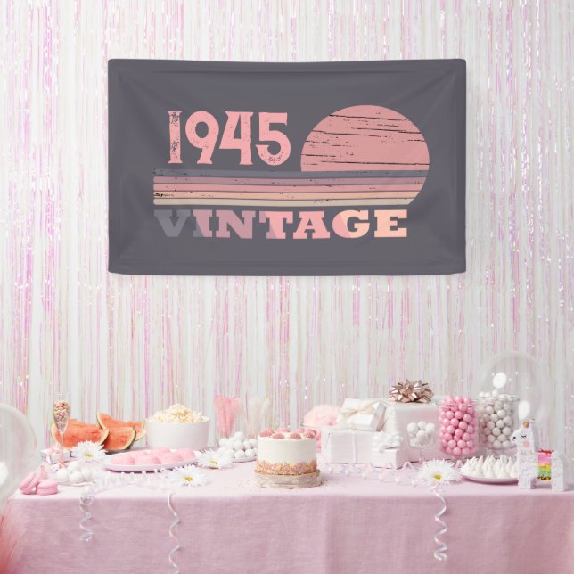Personaliazed eighty vintage 80th birthday party banner (Party)