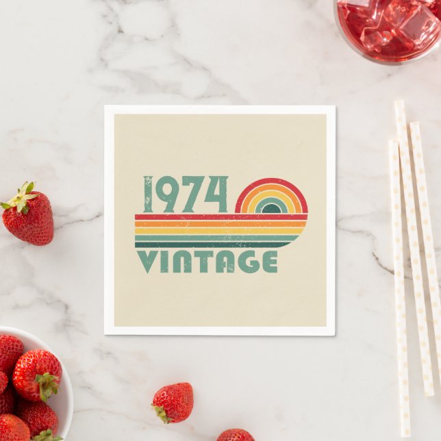 Personaliazed fifty vintage 50th birthday party napkins (Insitu)