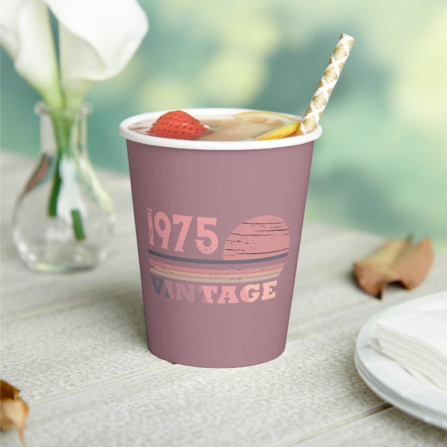 Personaliazed fifty vintage 50th birthday party paper cups (Insitu)