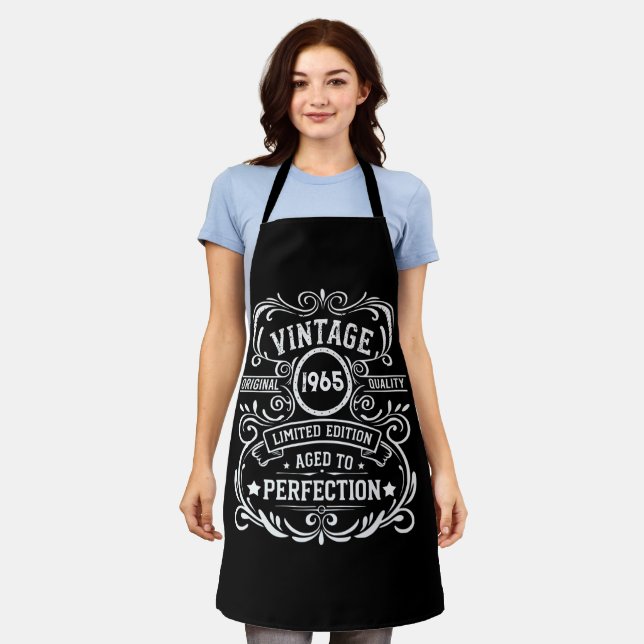 Personaliazed sixty vintage 60th birthday party apron (Worn)