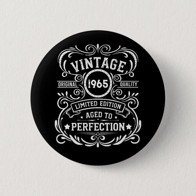 Personaliazed sixty vintage 60th birthday party button (Front)