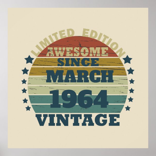 Personaliazed sixty vintage 60th birthday party poster (Front)