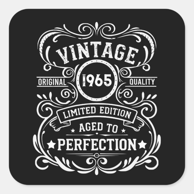 Personaliazed sixty vintage 60th birthday party square sticker (Front)