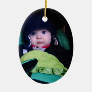 Personalied Baby Photo Heart With  Name & Year Ceramic Ornament by FeelingLikeChristmas at Zazzle