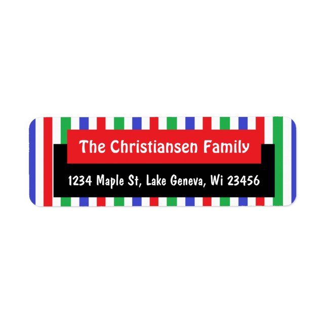 Personalied Christmas Green Red Festive Holiday Label (Front)