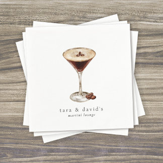 Personalied Martini Cocktail Lounge with Names Napkins
