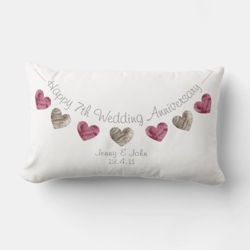 Personalisable 7th or any Wedding Anniversary Lumbar Pillow