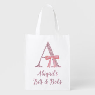 Personalisable Girly Initial Monogram Grocery Bag