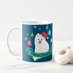 Personalisable Japanese Spitz Dog Merry Christmas Coffee Mug