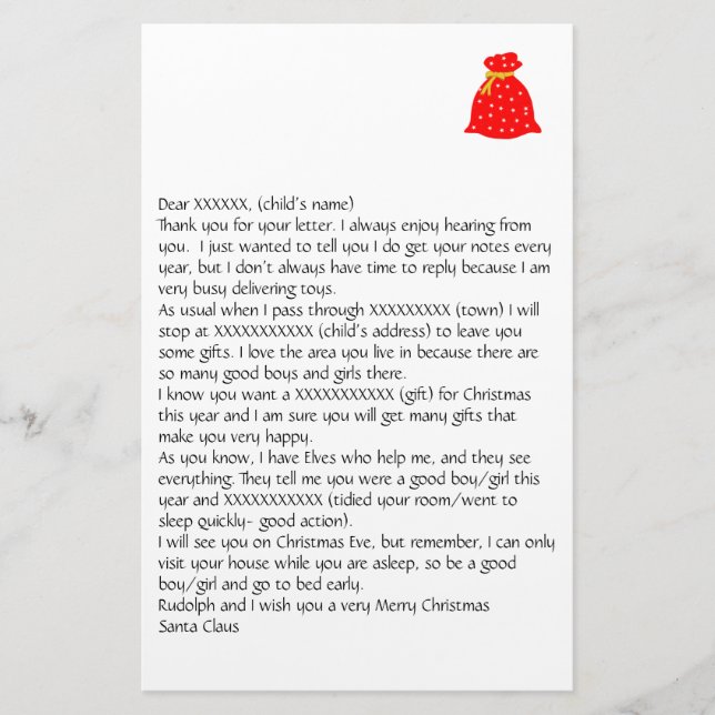 Personalisable Letter from Santa 1 Stationery (Front)