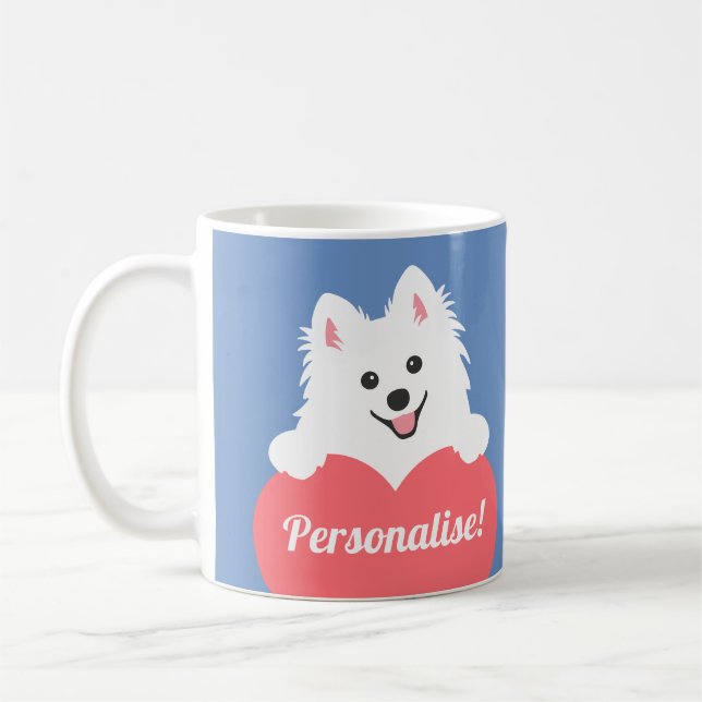 Personalisable Loving Japanese Spirz Dog Coffee Mug (Left)