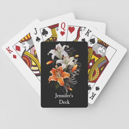 Personalisable Orange  White Tiger Lilly Deck Of Playing Cards
