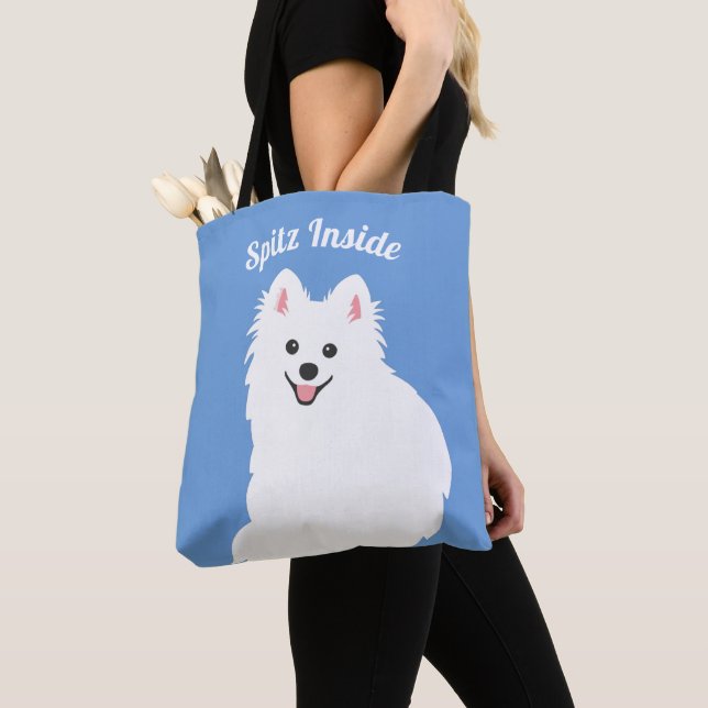 Personalisable - Spitz Inside Dog Tote Bag Blue (Close Up)