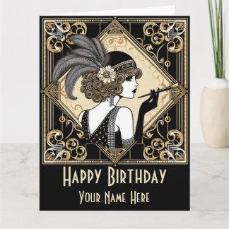 Personalise Art Deco Twenties Flapper Card No 2