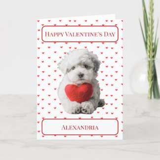 Personalise Bichon Frise Puppy Valentine Card