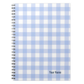 PERSONALISE Blue Gingham Pattern Notebook