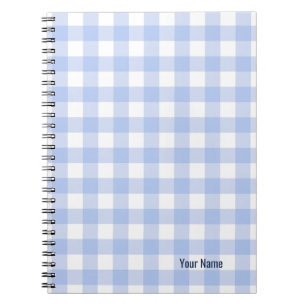 PERSONALISE Blue Gingham Pattern Notebook