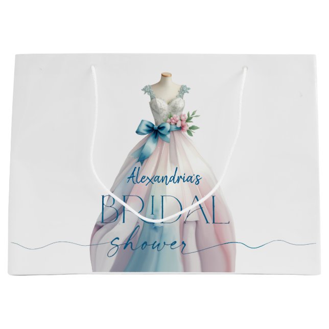 Personalise Bridal Shower Dress  Large Gift Bag (Front)