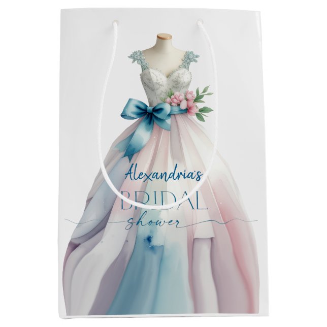 Personalise Bridal Shower Dress  Medium Gift Bag (Front)