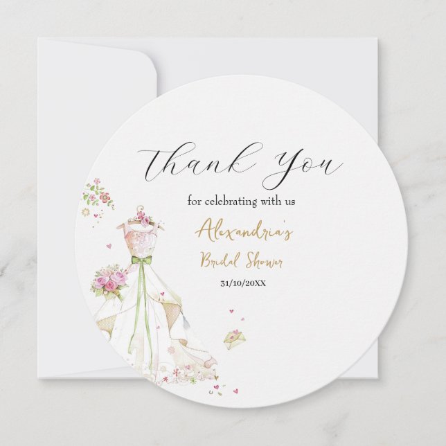Personalise Bridal Shower Dress Thank you (Front)