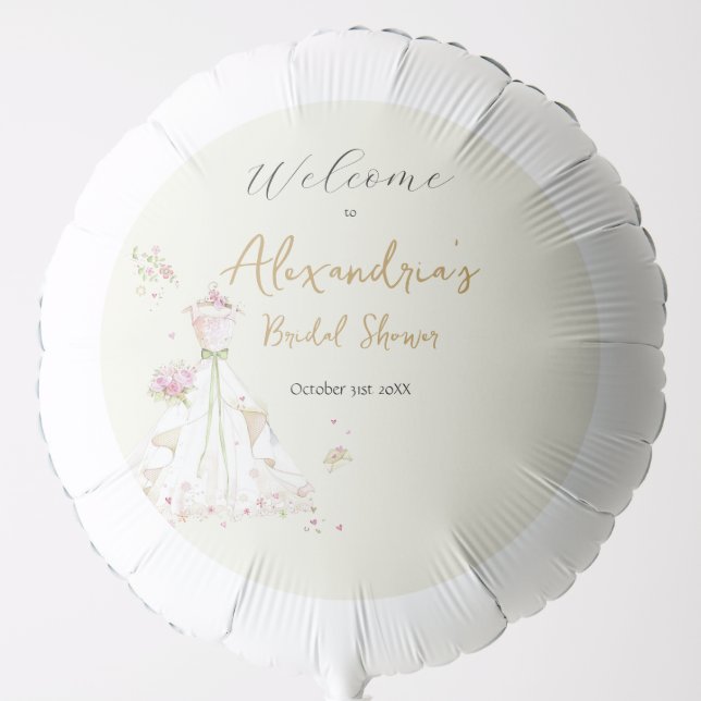 Personalise Bridal Shower Dress Welcome Balloon (Front)