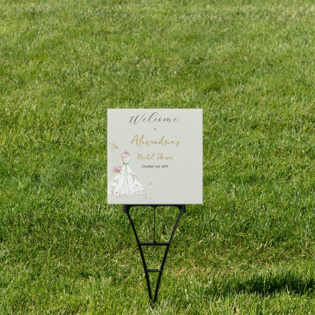 Personalise Bridal Shower Wedding dress Welcome Sign (Insitu)