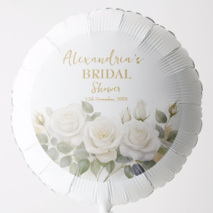 Personalise Bridal Shower White Roses Balloon