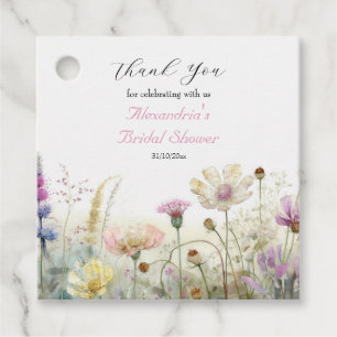 Personalise Bridal Shower Wild flowers Thank you Favor Tags