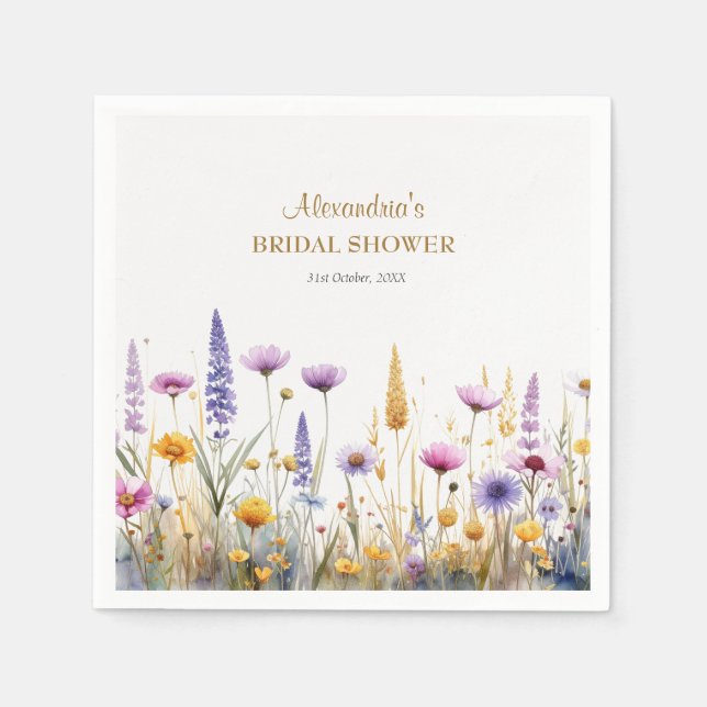 Personalise Bridal Shower Wildflowers Napkins (Front)