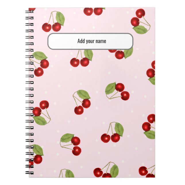 PERSONALISE Cherry Fruit Pattern Notebook (Front)